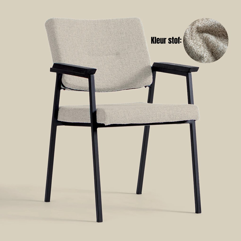 Bodio Elva Beige Eetkamerstoel Met Armleuningen