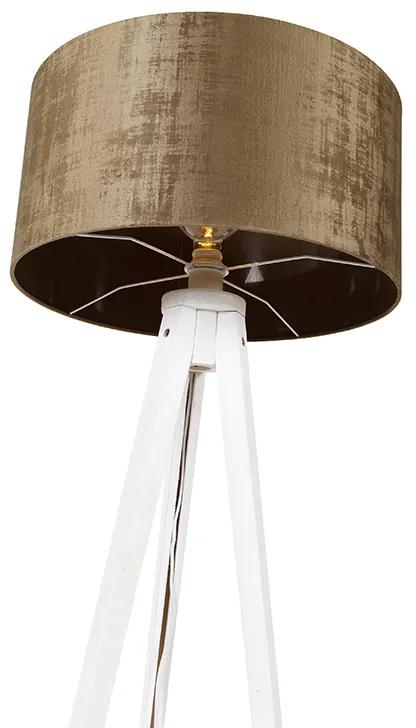 Moderne vloerlamp tripod wit met kap bruin 50 cm - Tripod Classic Modern E27 rond Binnenverlichting Lamp