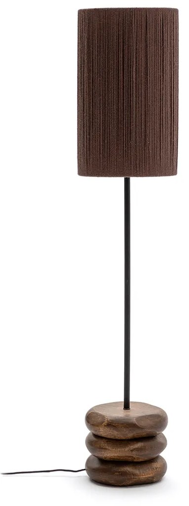 Kave Home Kor Vloerlamp Donker Hout En Jute