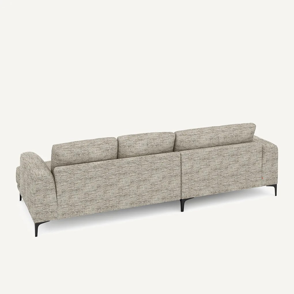 Longchair hoek XL links in gestippelde visgraatstof, MARSILE