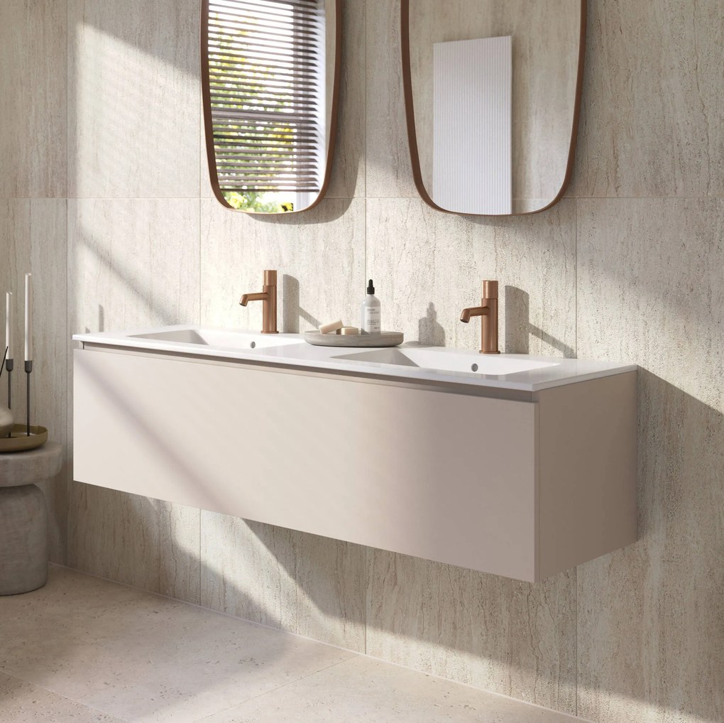 Ben Tendenza badmeubel incl. dubbele keramische wastafel 140x46x40cm zand