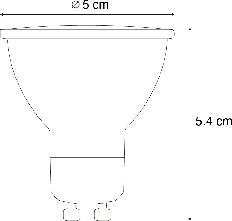 Set van 5 GU10 50mm LED lampen helder 3W 230 lm 2700K
