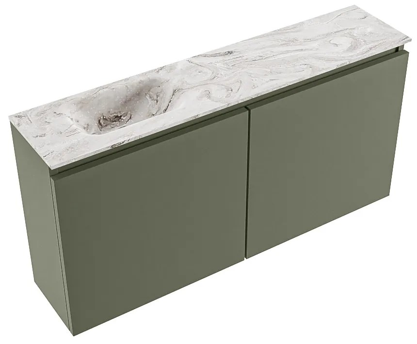 Mondiaz Ture DLux toiletmeubel 100cm army met wastafel glace links zonder kraangat