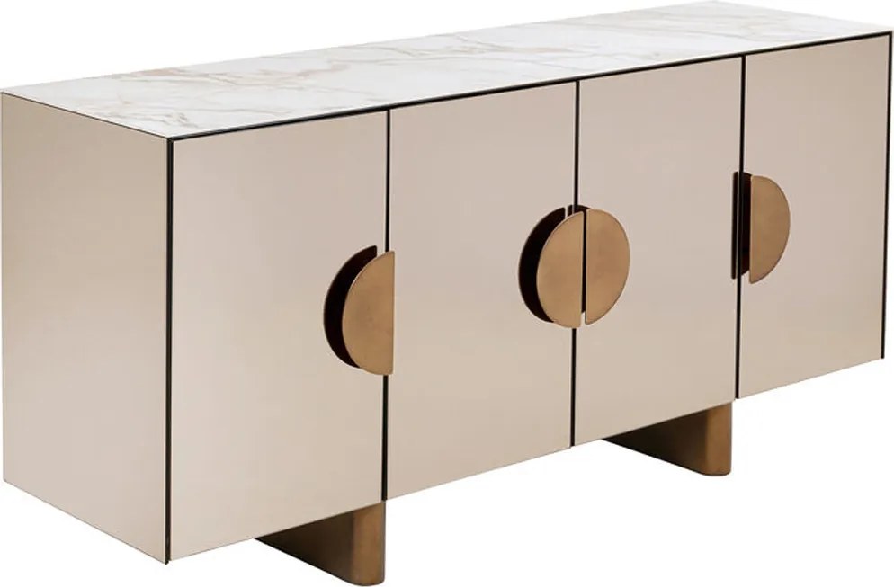 Design Dressoir Spiegel En Marmer - 160x45x80cm.