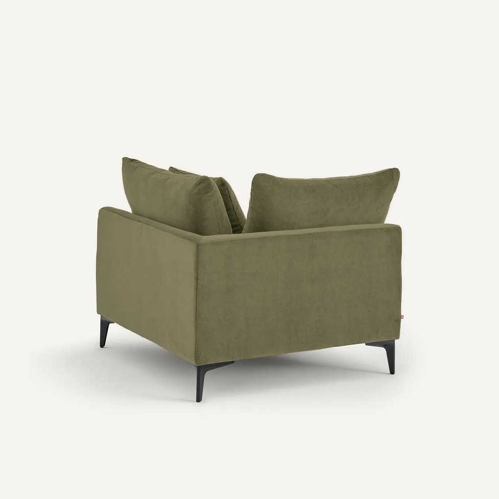 Hoekbank in stone-kleurig fluweel, MODERNISTE, ontwerp van Emmanuel Gallina