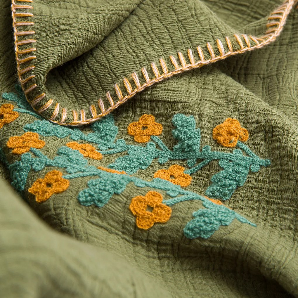 Geborduurde plaid met bloemmotief, Justin