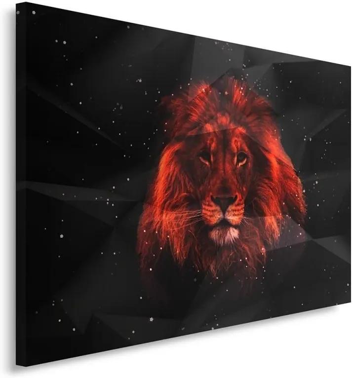Schilderij - Sterrenbeeld Leeuw, rood