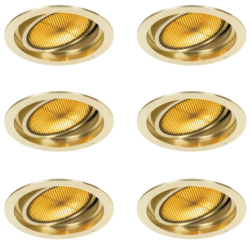 Set van 6 Moderne inbouwspot goud verstelbaar - Coop 111 Honey GU10 Binnenverlichting Lamp