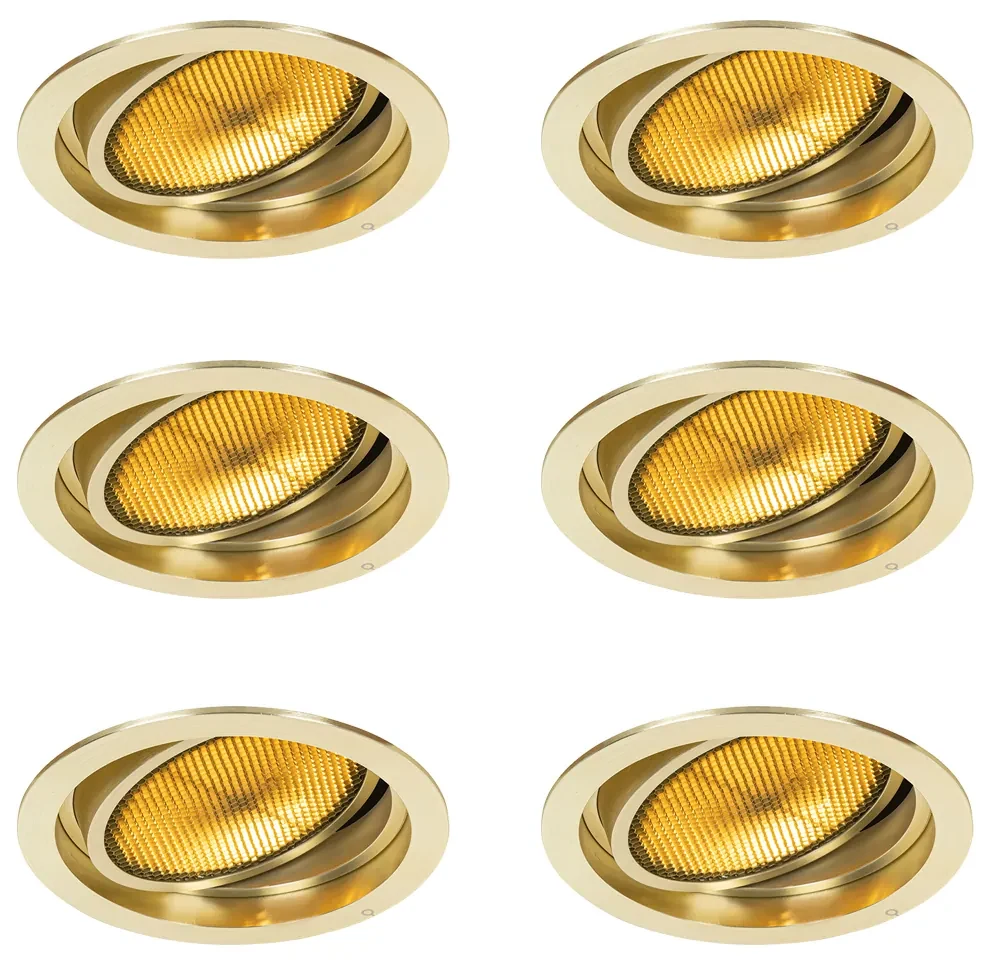 Set van 6 Moderne inbouwspot goud verstelbaar - Coop 111 Honey GU10 Binnenverlichting Lamp