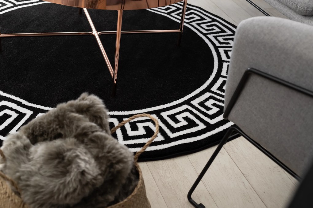 Tapijt HAMPTON Grecos ROND zwart