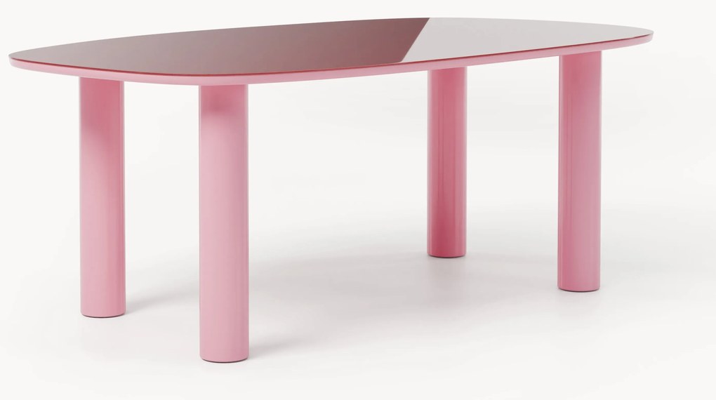 Organische eettafel Beni met glazen tafelblad 1