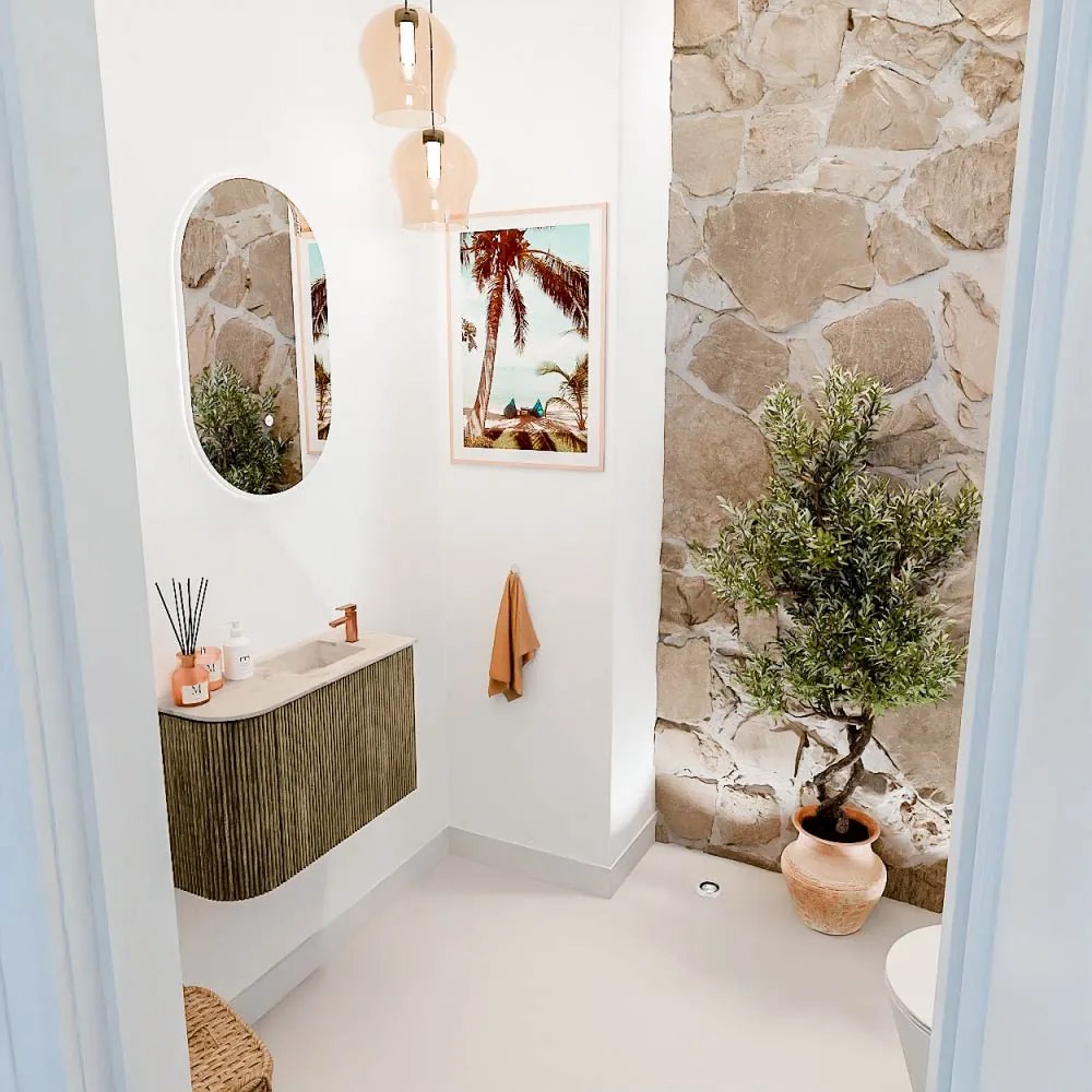 Mondiaz Joya DLux 60cm toiletmeubel ronding links dusk met wastafel faye rechts 1 kraangat frappe