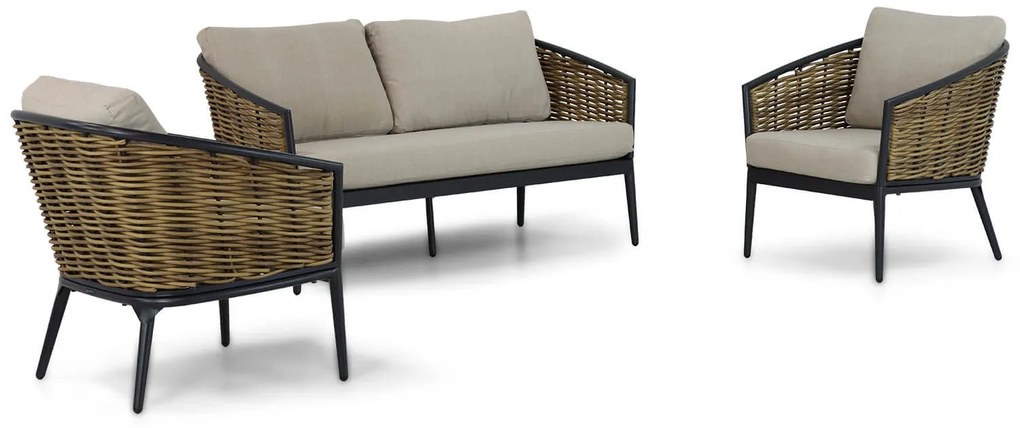 Stoel en Bank Loungeset 4 personen Aluminium/wicker Grijs  Lifestyle Garden Furniture Nice