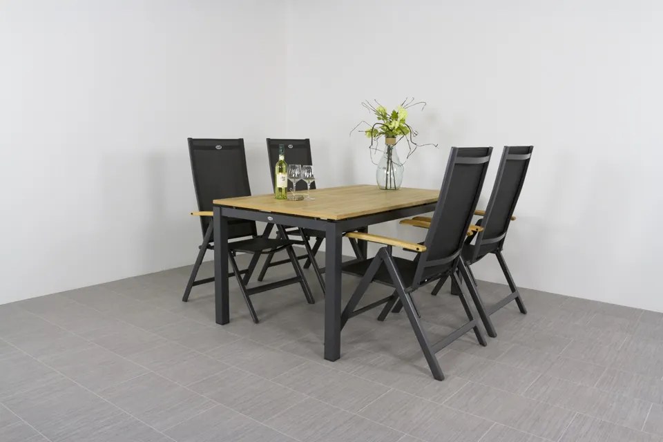 Hartman Napoli/Sonata verstelbare tuinset 160x90 cm. - Aluminium/Teak