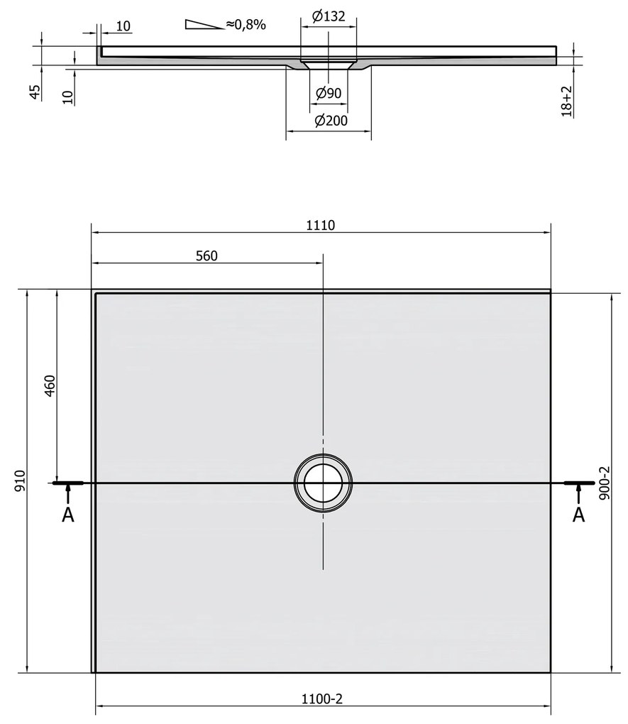 Polysan Mirai rechthoekige douchebak 2 randen links 110x90cm wit