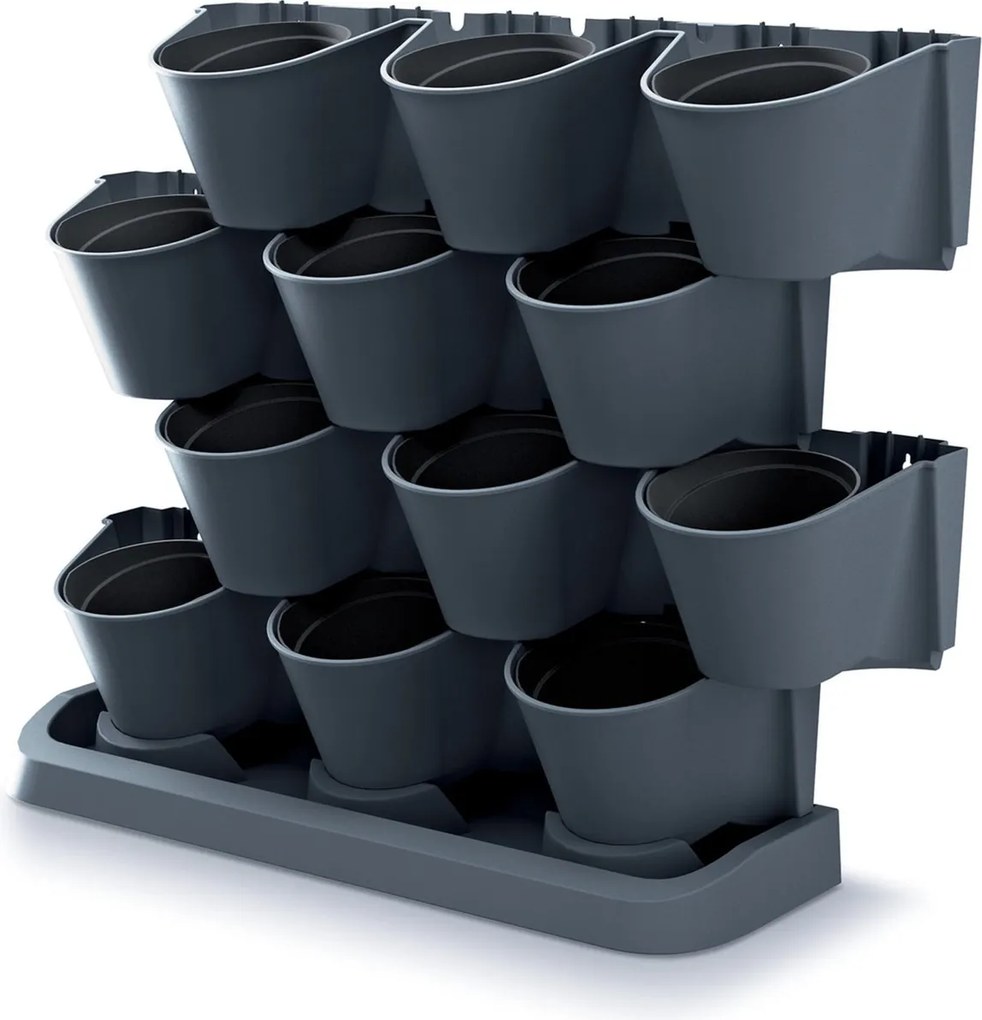 Prosperplast Garden Floor Verticale Tuin - 68,5 cm - Antraciet - 12 Modulaire Potten