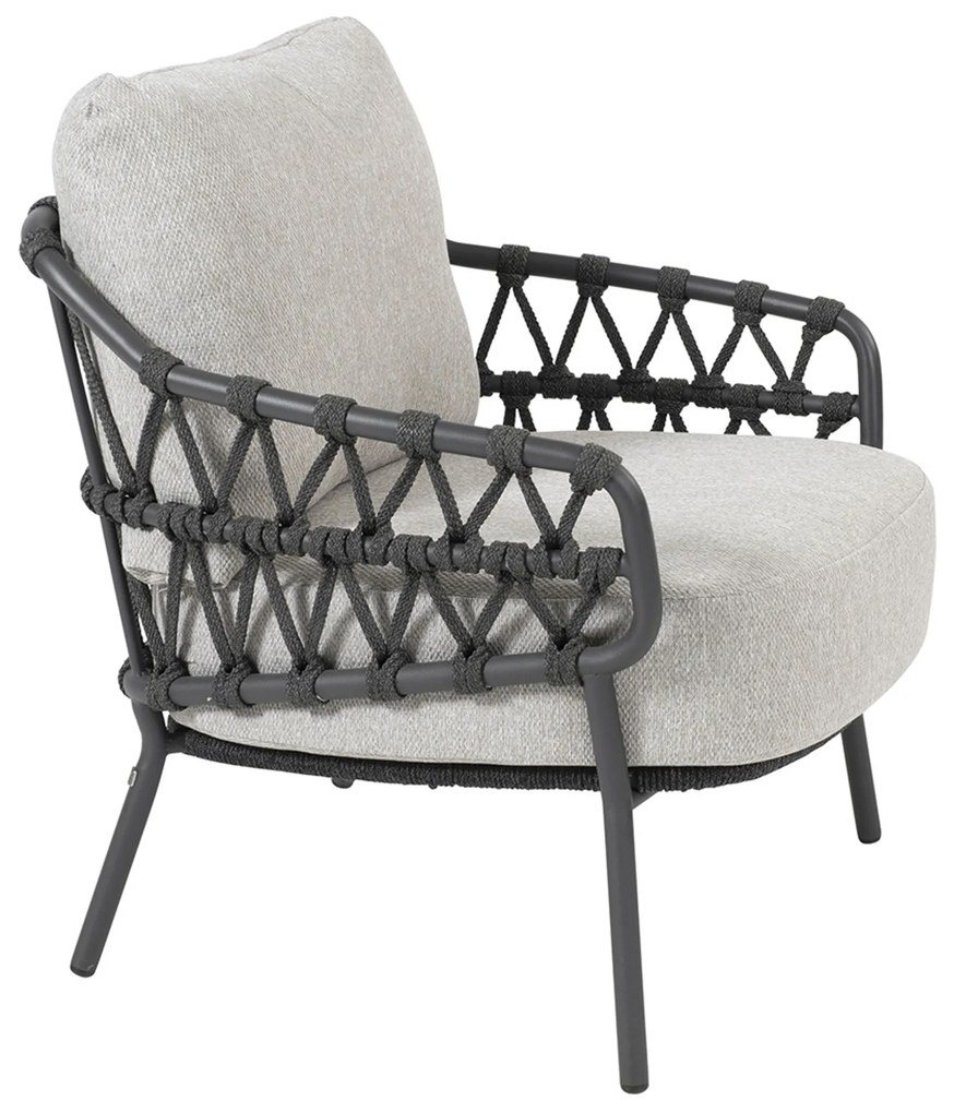Tuinstoel Aluminium/rope Grijs-antraciet 4 Seasons Outdoor Calpi laag