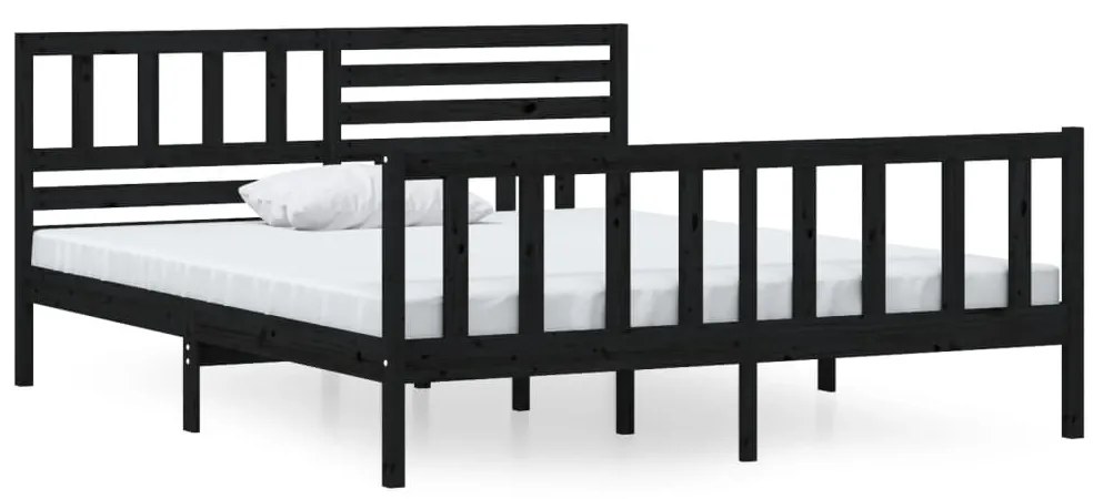 vidaXL Bedframe massief hout zwart 140x190 cm