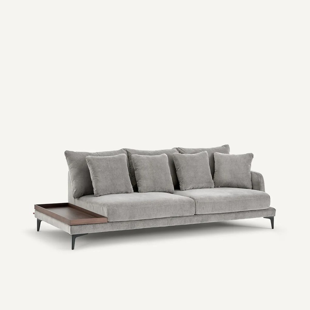 Halve bank met tafelblad van stoned fluweel, MODERNISTE