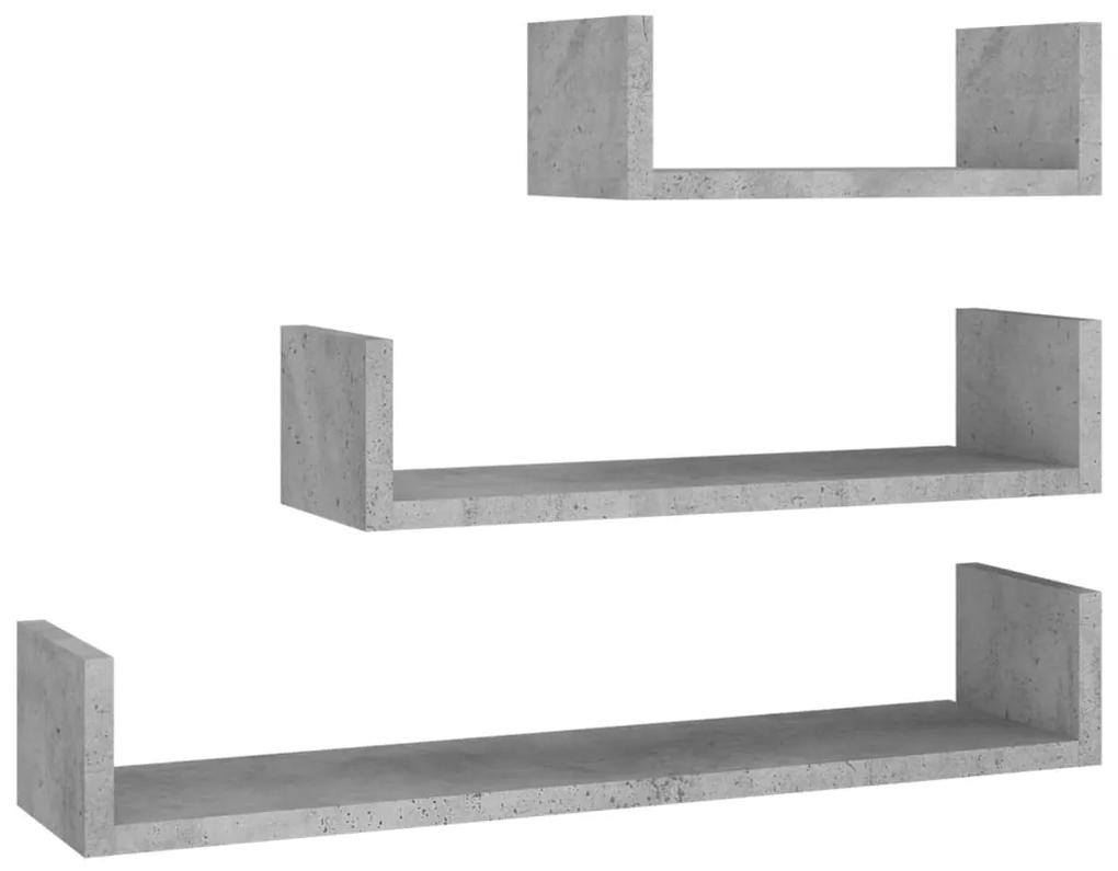 vidaXL Wandschappen 3 st bewerkt hout betongrijs
