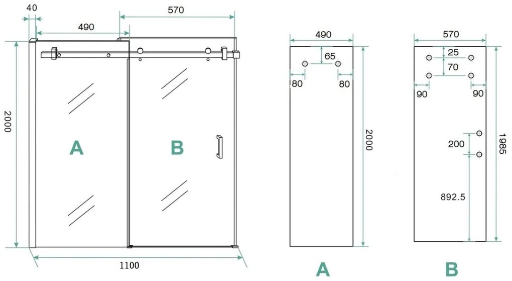 Saniclear Supreme douchedeur 100-110cm verouderd ijzer - gunmetal