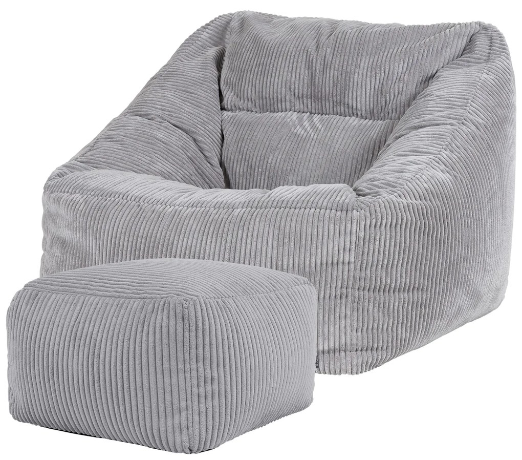Morgan Cord Armchair Bean Bag + Footstool