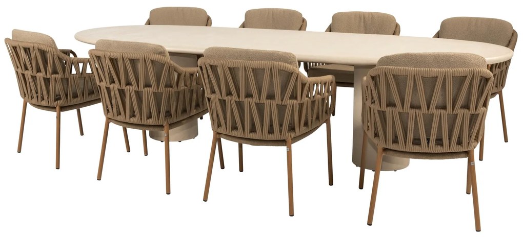 4 Seasons Outdoor Biarritz tuinset amber met Hampton tafel 300 cm Tuinset beige weerbestendig