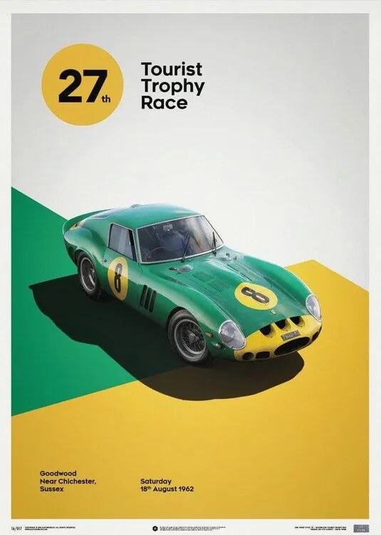 Kunstdruk Ferrari 250 GTO - Green - Goodwood TT - 1962 - Limited Poster, Automobilist