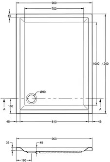 Plieger Kwadrant douchebak rechthoekig 120x90x5cm wit