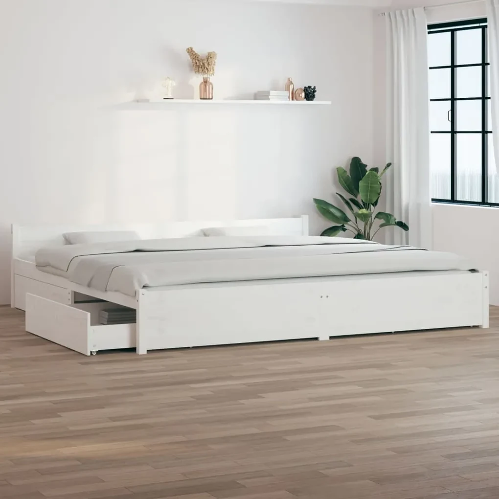 vidaXL Bedframe met lades wit 200x200 cm