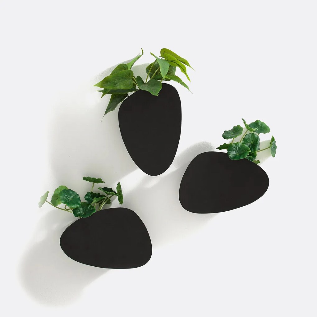 Set van 3 wand bloempotten in metaal, Pavo