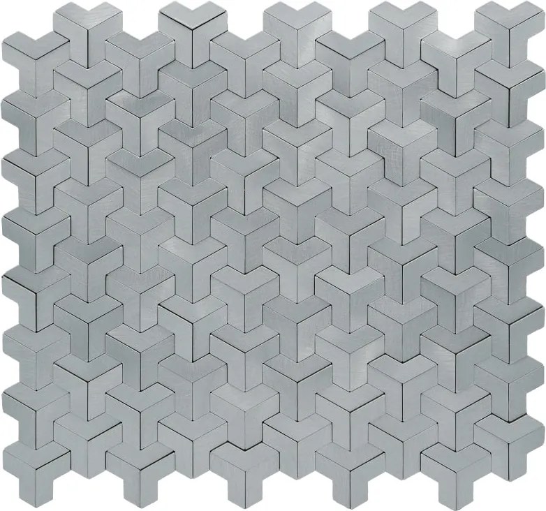 Zelfklevende Mozaïektegels Metaal | Trifold 3D Zilver | 30,3×28 cm | Keuken, Bad & WC