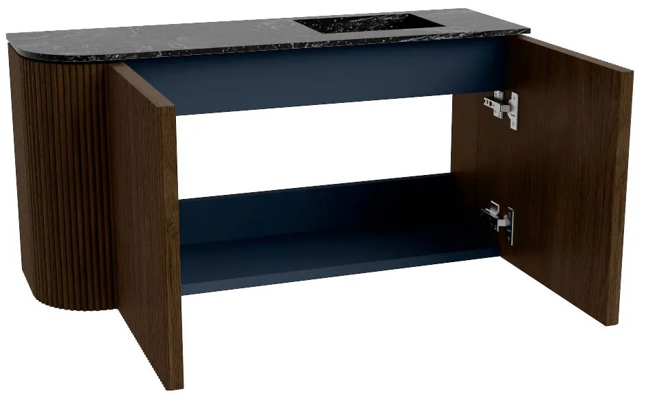 Mondiaz Joya DLux 80cm toiletmeubel ronding links walnut met wastafel faye rechts 1 kraangat lava
