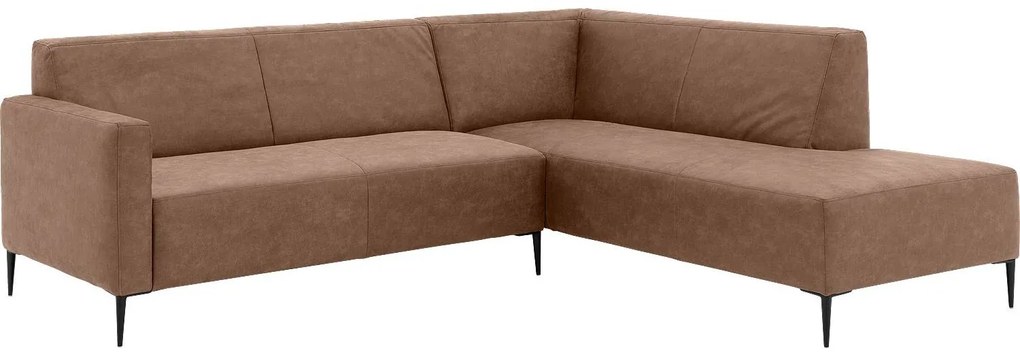 Goossens  Key West bruin, micro leer, 2,5-zits, modern design met ligelement rechts