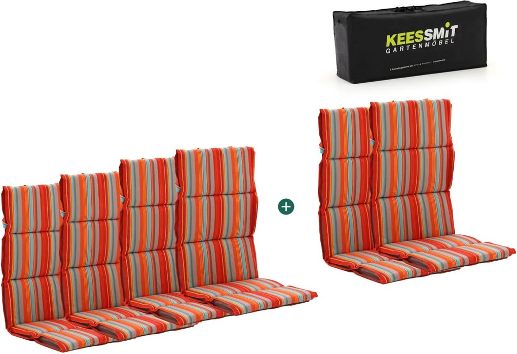 Dunne tuinkussen | Grijs-Antraciet/Oranje-Rood  | Dralon | Kees Smit  | Kees Smit Tuinmeubelen