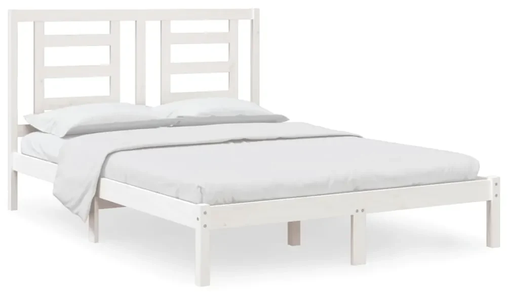 vidaXL Bedframe massief grenenhout wit 135x190 cm 4FT6 Double