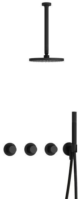 Hotbath Cobber X IBSX70 Regendoucheset inbouw - hoofddouche 20cm - plafondarm 30cm - handdouche staaf 1 stand - mat zwart IBSX70BL3