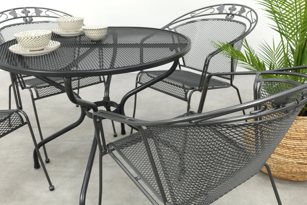 Royal Garden Elegance ronde stapelbare tuinset strekmetaal Ø90 cm.