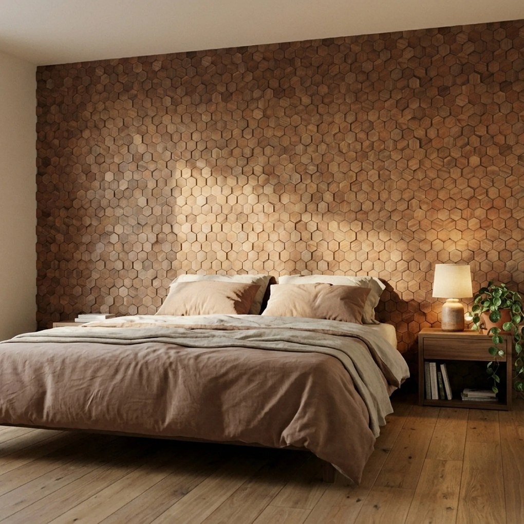 3D Houten Wandpaneel | Walnoot Velvet | 31×30 cm | Wanddecoratie