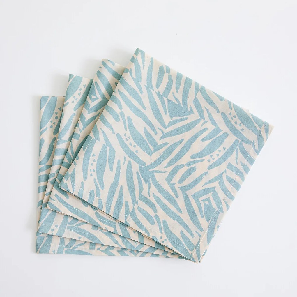 Set van 4 bedrukte katoenen voile servetten, LEAN