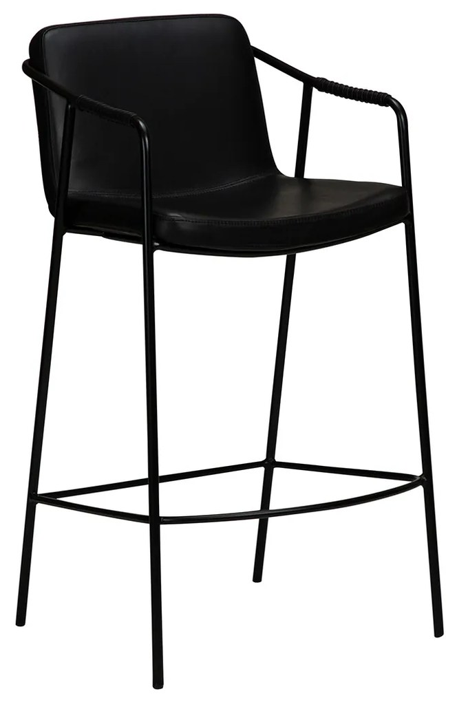Dan-Form Boto Lage Barkruk Minimalistisch Design Zwart Kunstleer