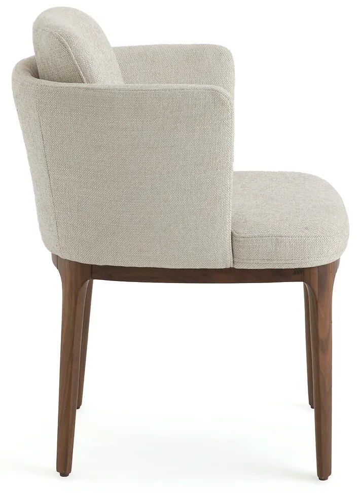 Tafelfauteuil in stof en notenhout, Jabote