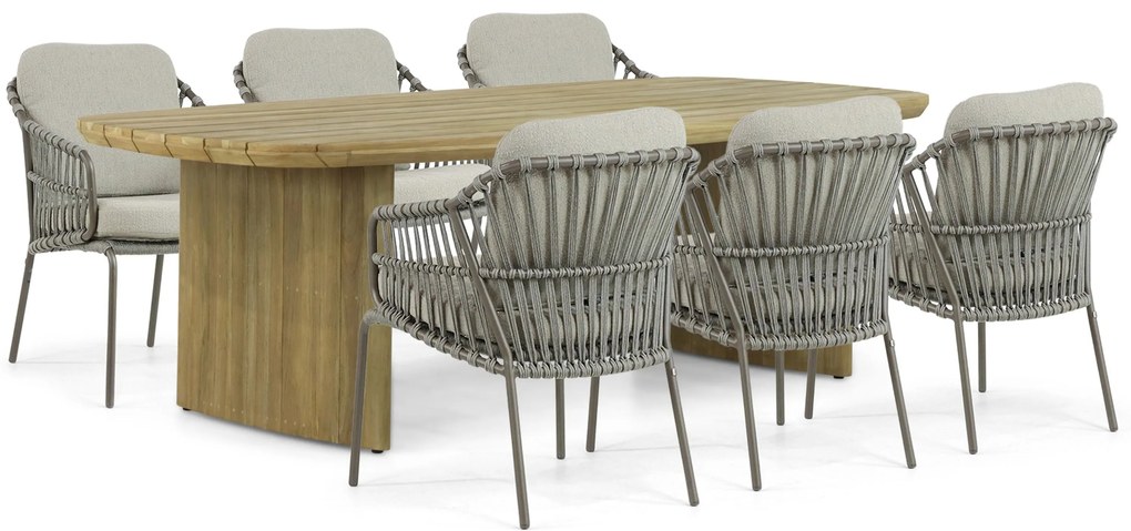 Tuinset 6 personen Aluminium/rope Taupe 4 Seasons Outdoor Capalbio/Falcon