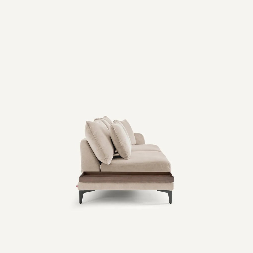 Halve bank met tafelblad van stoned fluweel, MODERNISTE