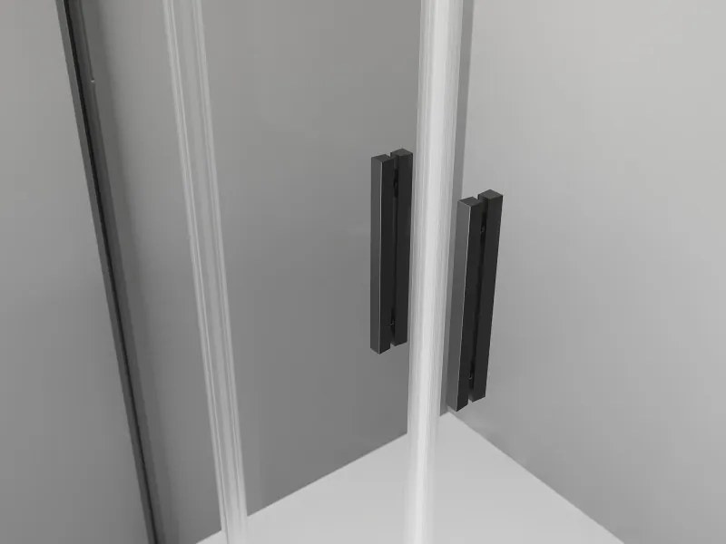 Mexen Exo-S Duo half rondeglide douchecabine 90 x 90 cm, transparant, zwart - 8132-090-090-70-00