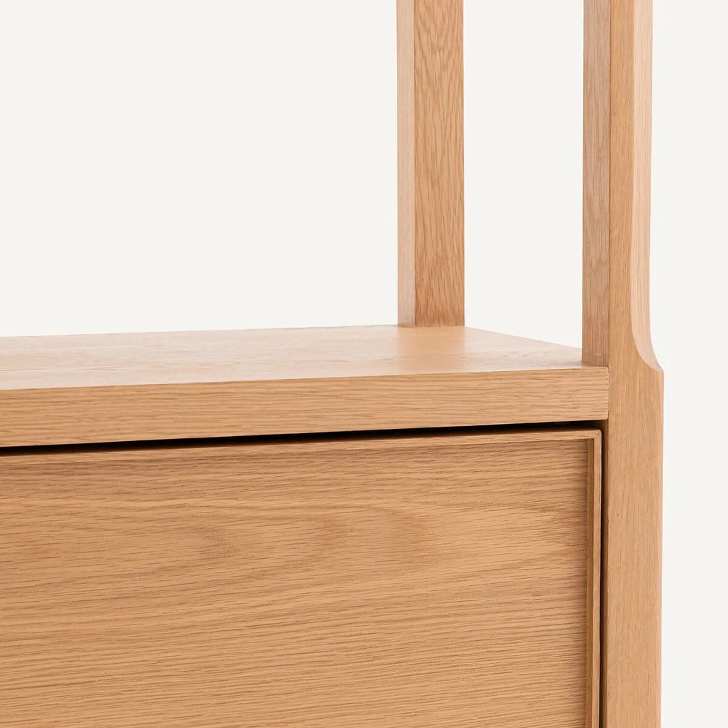 Eikenhouten en gefineerde boekenkast IENA, ontwerp Emmanuel Gallina