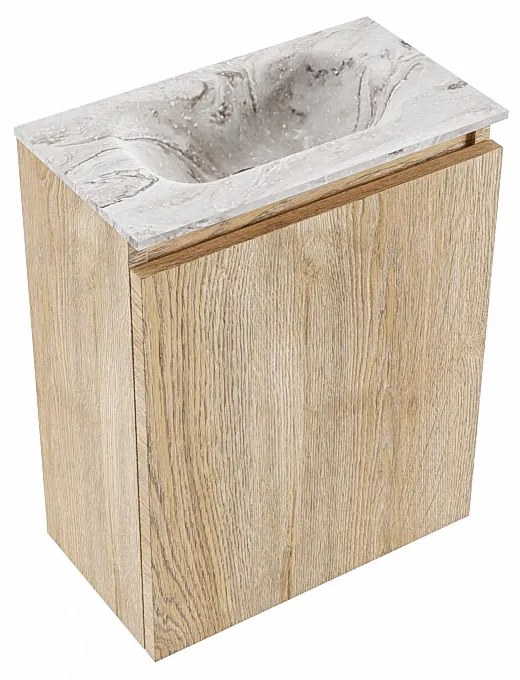 Mondiaz Ture DLux toiletmeubel 40cm washed oak met wastafel glace midden zonder kraangat