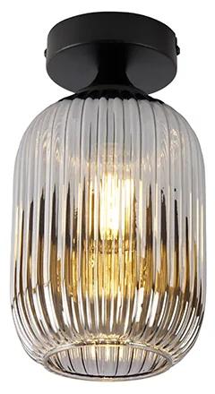 Art Deco plafondlamp zwart met smoke glas - Banci Art Deco E27 rond Binnenverlichting Lamp