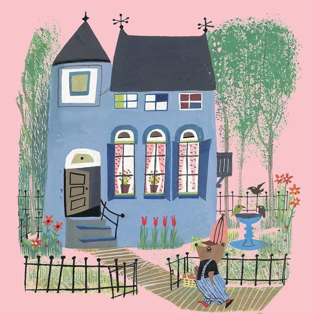 KEK Amsterdam Bear with Blue House roze behang