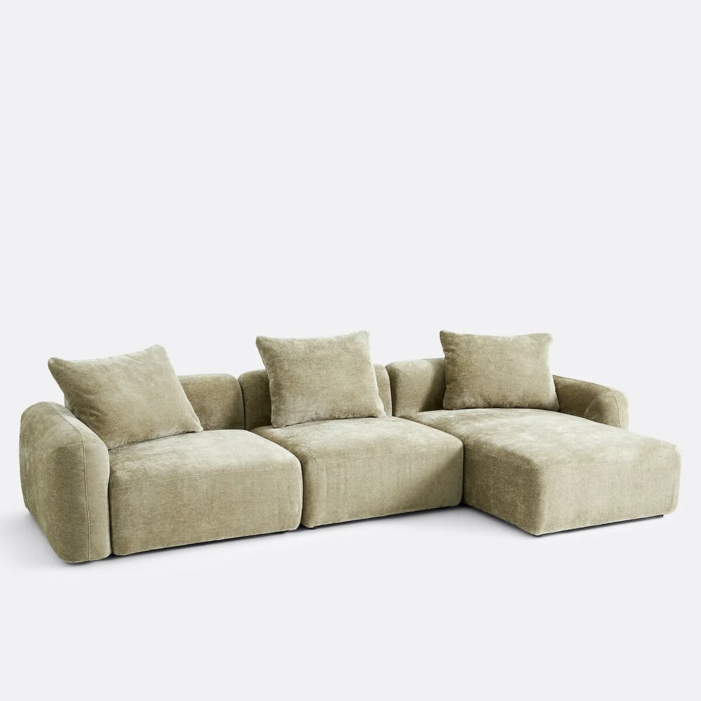 3-zits rechte modulaire hoekbank in jacquard chenille, AMAD